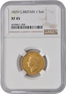 1829 Gold Sovereign Coin George IV Bare Head NGC XF45