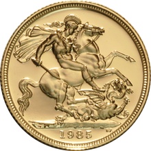 1985 Gold Sovereign Coin Elizabeth II Third Head Proof