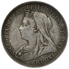 1896 Silver Shilling Coin Queen Victoria