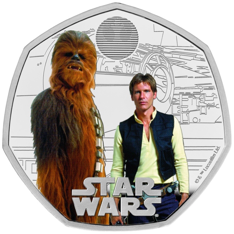 2024 50p Han Solo & Chewbacca Boxed Star Wars Proof Silver Coin Boxed