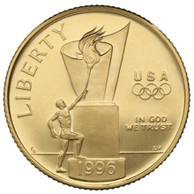 1996 Proof Atlanta Centennial Olympic - American Gold Commemorative $5 Boxed