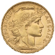 1902 French 20 Francs Gold Coin Marianne Rooster