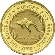 2000 2oz Australian Kangaroo Gold Nugget Coin