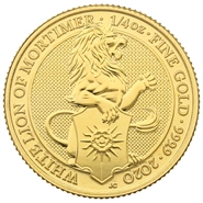 2020 1/4oz White Lion of Mortimer Gold Coin Queen's Beasts NGC MS70