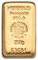 250g Gold Bar Heraeus