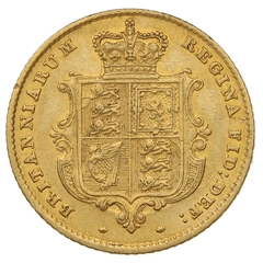 1858 Gold Half Sovereign Queen Victoria Young Head Shield Back