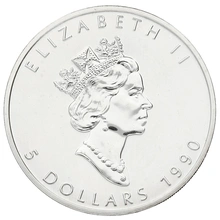 1990 Canadian Silver Maple Leaf Coin 1oz