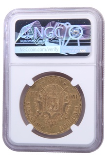 1869 Napoleon III 100 French Francs BB Strasbourg NGC AU55