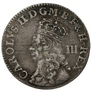 1660-1670 Silver Threepence Charles II Undated Issue