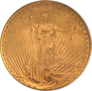 1924 $20 Gold Coin Double Eagle St Gaudens Head Philadelphia PCGS MS62