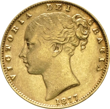 Gold Sovereign - Victoria Young Head Shield Back