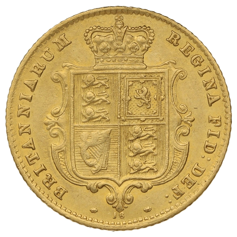 1869 Gold Half Sovereign Queen Victoria Young Head Shield Back