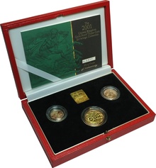 2001 Proof Gold Sovereign 3 Coin Set Boxed