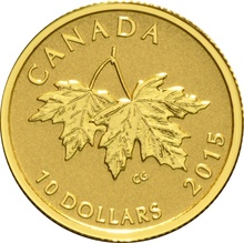 2015 $10 Pure Gold Coin Maple Leaves 1/4oz Boxed