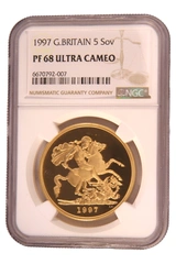 1997 Proof Gold £5 Coin Quintuple Sovereign NGC PF68