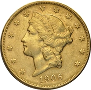 1906 $20 Gold Coin Double Eagle Liberty Head San Francisco