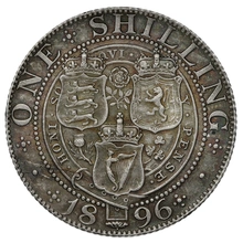 1896 Silver Shilling Coin Queen Victoria