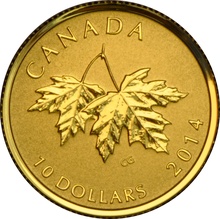 2014 $10 Pure Gold Coin Maple Leaves 1/4oz Boxed