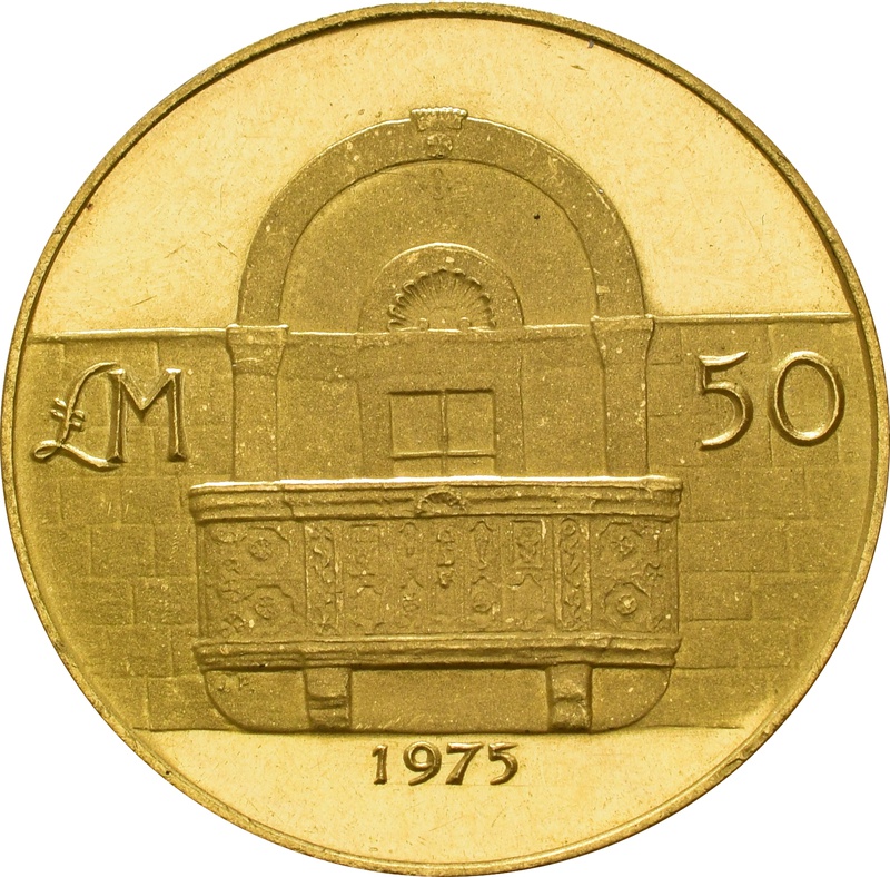 1975 Maltese 'Stone Balcony' £50 Gold Proof Coin