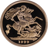 1999 Proof Gold Sovereign Coin Elizabeth II Fourth Head