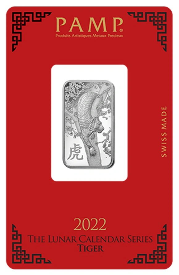 10g Silver Bar 2022 Year of the Tiger Bar PAMP