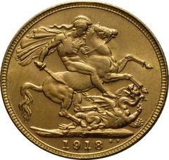 1918 Gold Sovereign Coin George V India