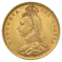 1891 Gold Half Sovereign Queen Victoria Jubilee Head Shield Back