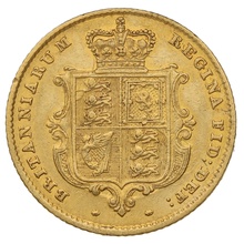 1858 Gold Half Sovereign Queen Victoria Young Head Shield Back