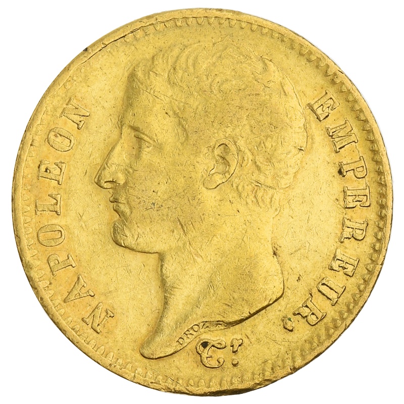 1807 French 20 Francs Gold Coin Napoleon I Bare Head (Temporary) A