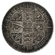 1847 Silver Crown Coin Queen Victoria Gothic UNDECIMO Almost Extremely Fine