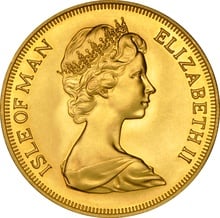 1973 Gold £5 Coin Quintuple Sovereign Isle of Man