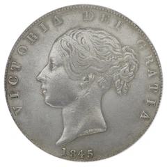 1845 Silver Half Crown Coin Queen Victoria CGS25