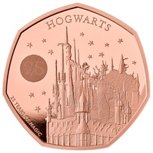 2023 Proof 50p 25th Anniversary of Harry Potter Gold Coin Hogwarts School Boxed