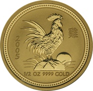2005 Perth Mint Half Ounce Year of the Rooster Gold Coin