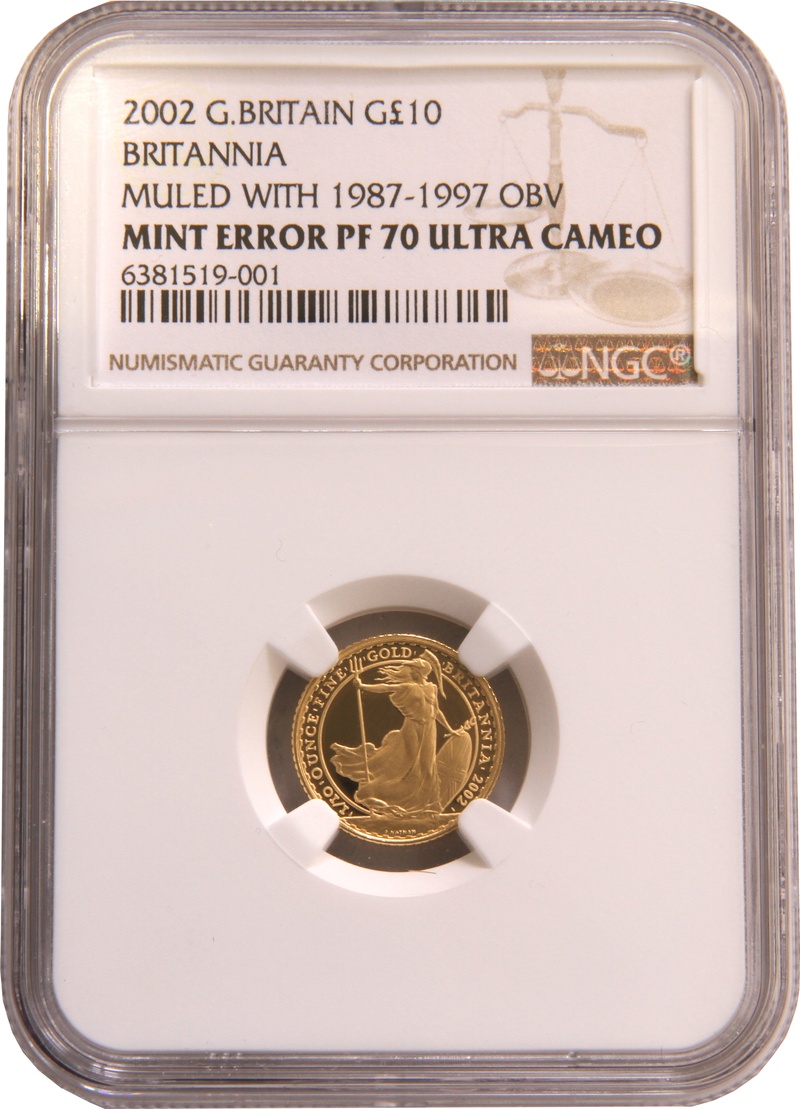 2002 Proof 1/10oz Gold Britannia Coin Maklouf Mule Mint Error NGC PF70