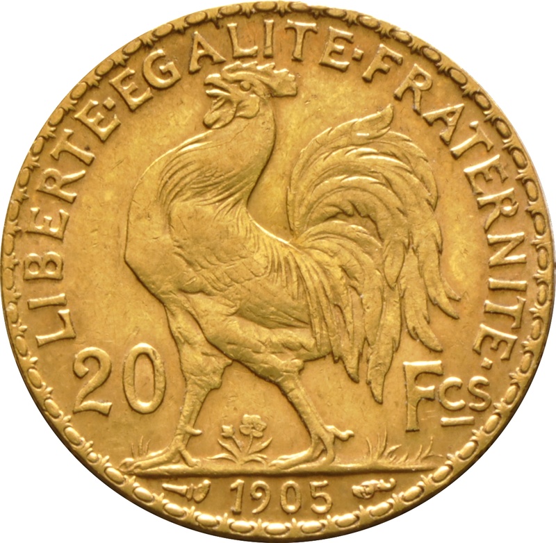 French 20 Francs Gold Coin Marianne Rooster Original 1899 1906