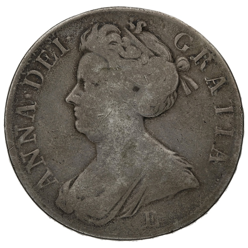 1707 Silver Crown Coin Queen Anne E