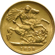 1898 Gold Half Sovereign Queen Victoria Old Head