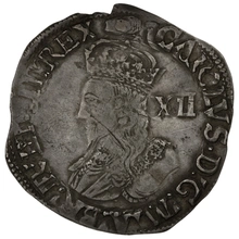 1636-1638 Silver Shilling Coin Charles I Tun