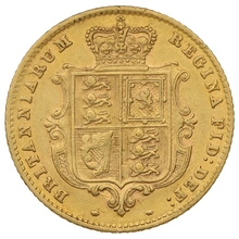 1860 Gold Half Sovereign Queen Victoria Young Head Shield Back