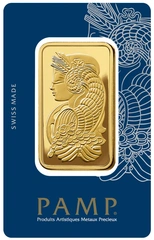 100g Gold Bar PAMP Lady Fortuna Minted