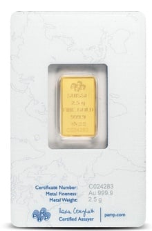 2.5g Gold Bar PAMP Rosa Minted