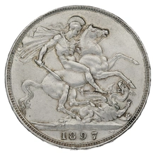 1897 Silver Crown Coin Queen Victoria Milled LXI