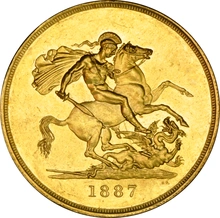 1887 Gold £5 Coin Queen Victoria Jubilee NGC MS61