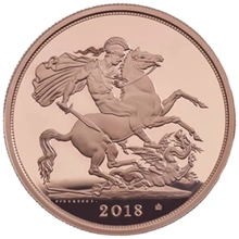 2018 Proof Gold £5 Coin Quintuple Sovereign 5th Head