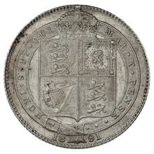 1891 Silver Shilling Coin Queen Victoria