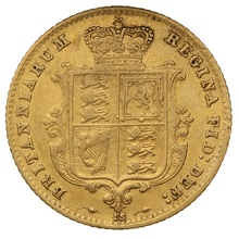 1866 Gold Half Sovereign Queen Victoria Young Head Shield Back