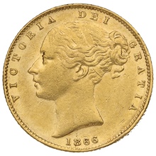 1866 Gold Sovereign - Victoria Young Head Shield Back - London