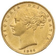 1866 Gold Sovereign Coin Queen Victoria Young Head Shield Back