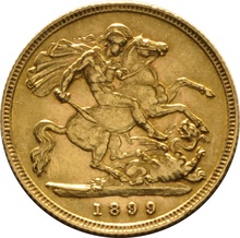 1899 Gold Half Sovereign - Victoria Old Head - London